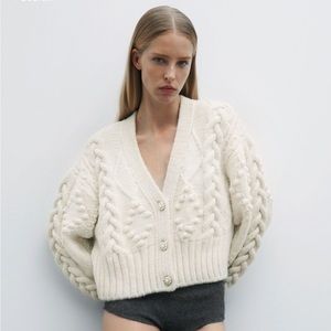 Zara cropped cardigan with jewel buttons never worn